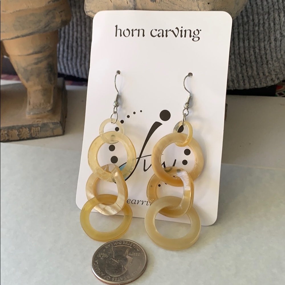 Horn earrings. 3 Circles - Picture 3 of 3